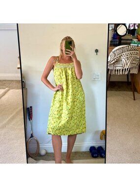 AMERICAN VINTAGE SMOCK DRESS GREEN WOMENS SIZE MEDIUM